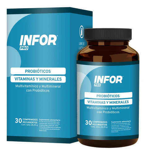 Infor Pro 3 Probióticos Vitaminas Minerales 30 Comprimidos Sabor Sin Sabor