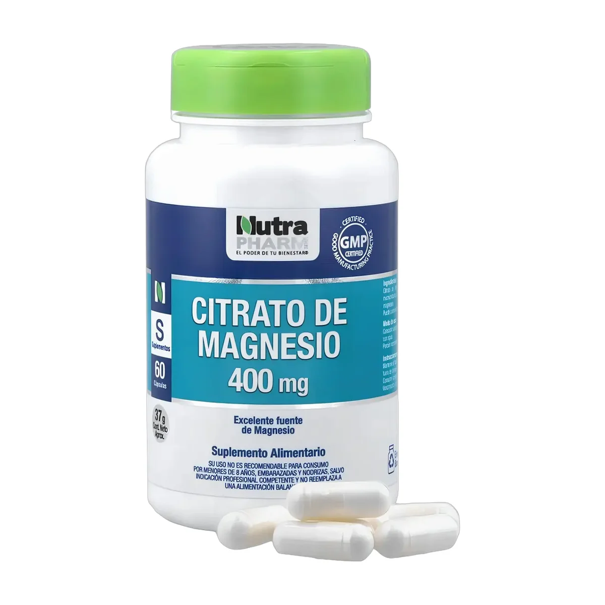 Citrato De Magnesio 400 Mg. Sin Sabor