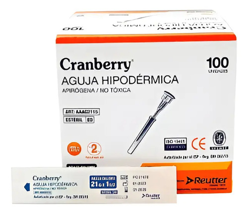 Aguja Hipodermica 21g X 1 1/2 - Caja 100 Unidades Cranberry