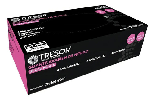 Guantes De Nitrilo Negro Tresor Antideslizantes Examinación Talle S X100