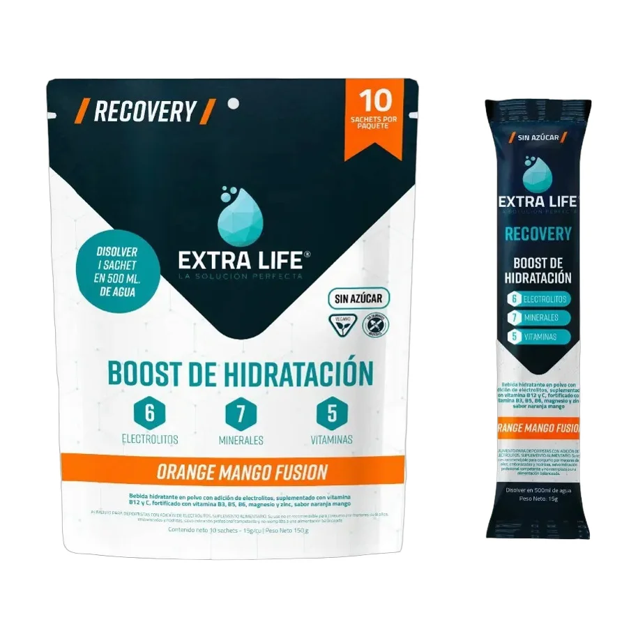 Extra Life Boost De Hidratación Orange Mango Fusion - 10 Unidades / Bebida Isotonica