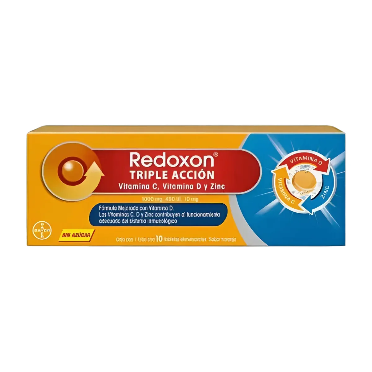 Bayer Redoxon Triple Acción Eferv. Tubo 10 Comp. Naranja