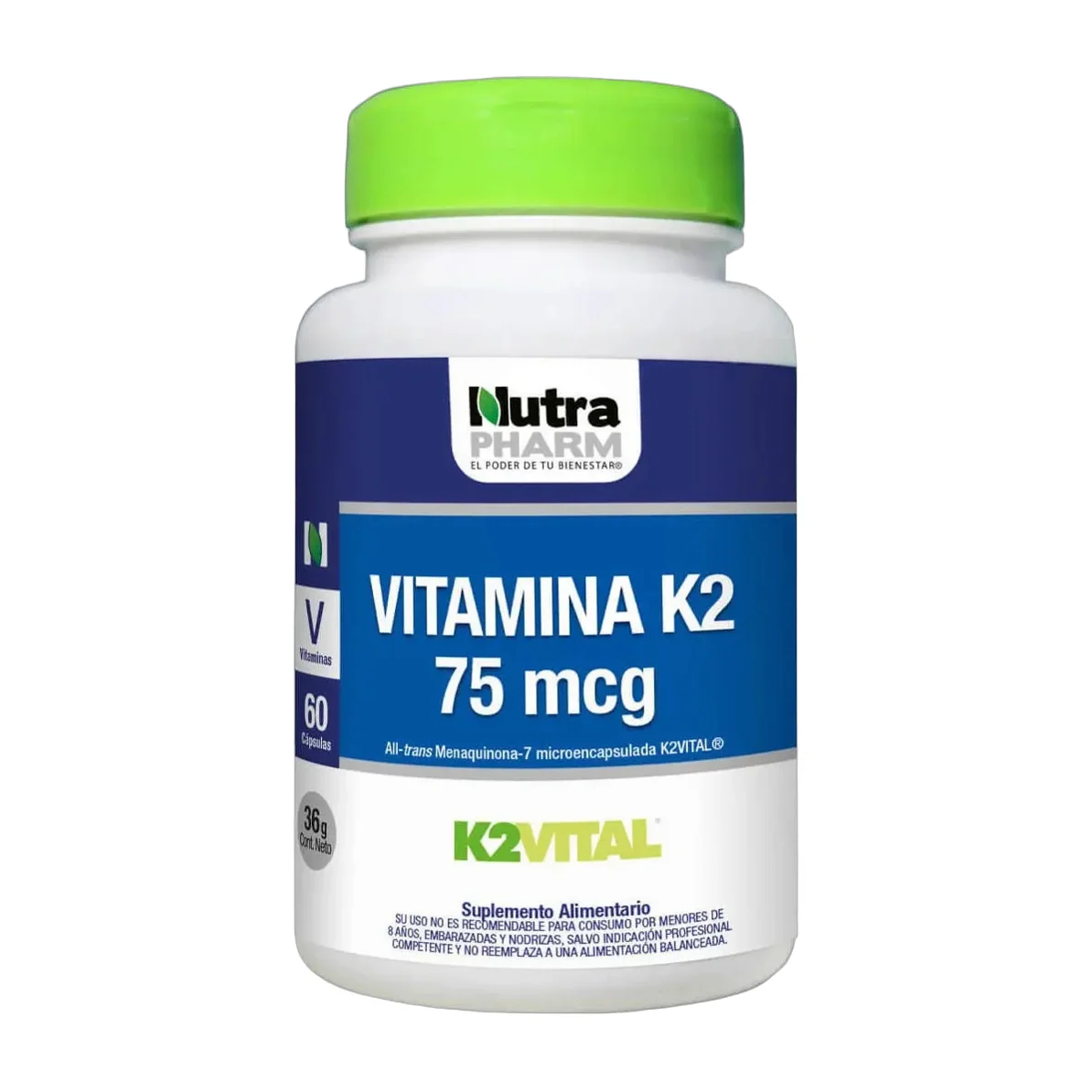 Vitamina K2 60 Cápsulas Sabor Sin Sabor Nutrapharm