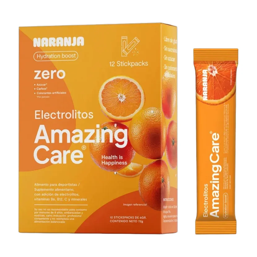 12x Electrolitos Bebida Hidratante Amazing Care Naranja