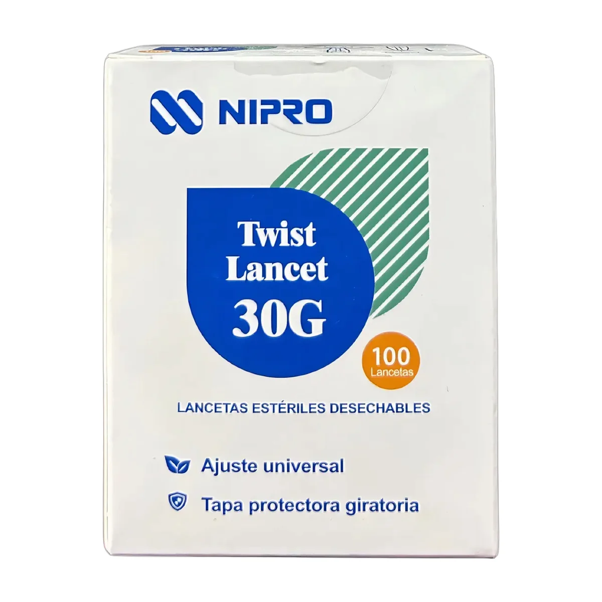 Lancetas Twist Para Glucómetro 30g 0.30mm 100 Piezas Nipro Color Azul