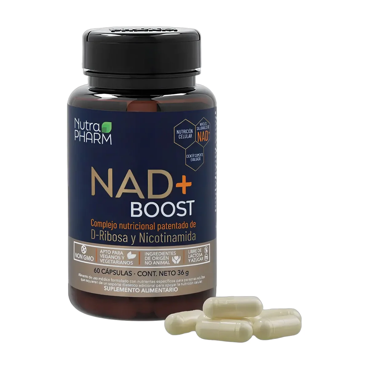 Nad + Boost Antioxidante En Capsulas X 60 Nicotinamida Y D-ribosa Sin Sabor