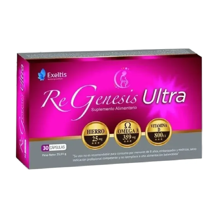 Regenesis Ultra Vitaminas Minerales Omega Biotina Embarazo Sabor Sin Sabor