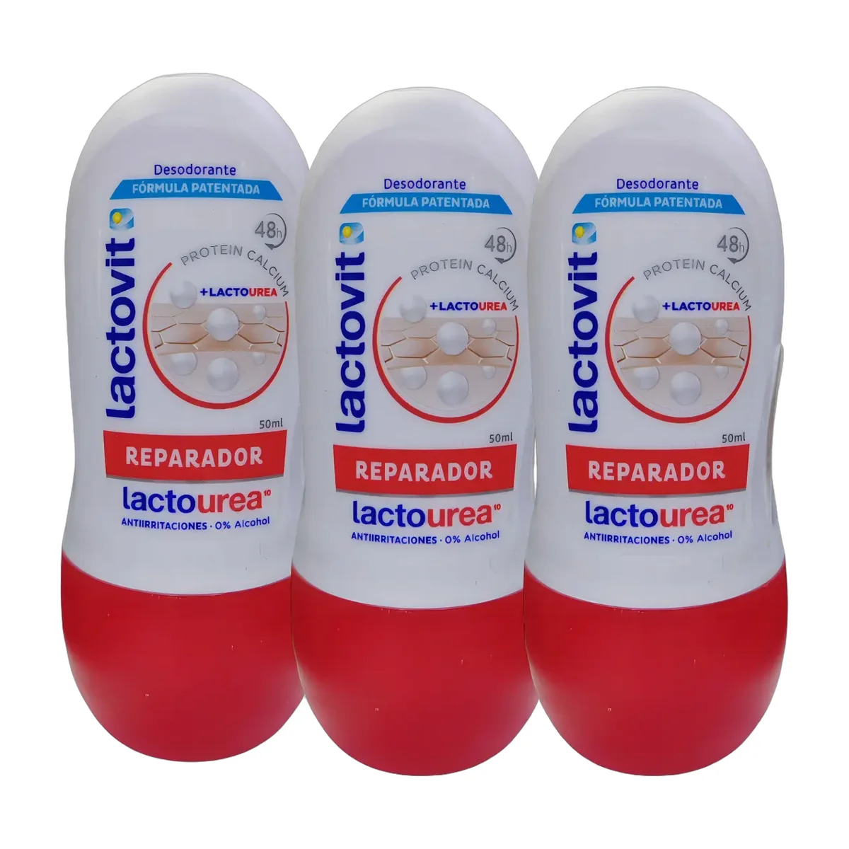 Pack X 3 Lactovit Desodorante Roll-on Reparador Lactourea Fragancia Neutro Neutra