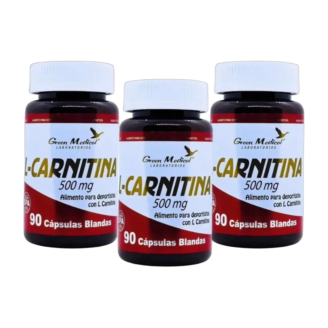 L- Carnitina Pura Gm 3 Frascos 270 Capsulas. Fitness Gym Sabor 3 Frascos/ 3x90 Capsulas