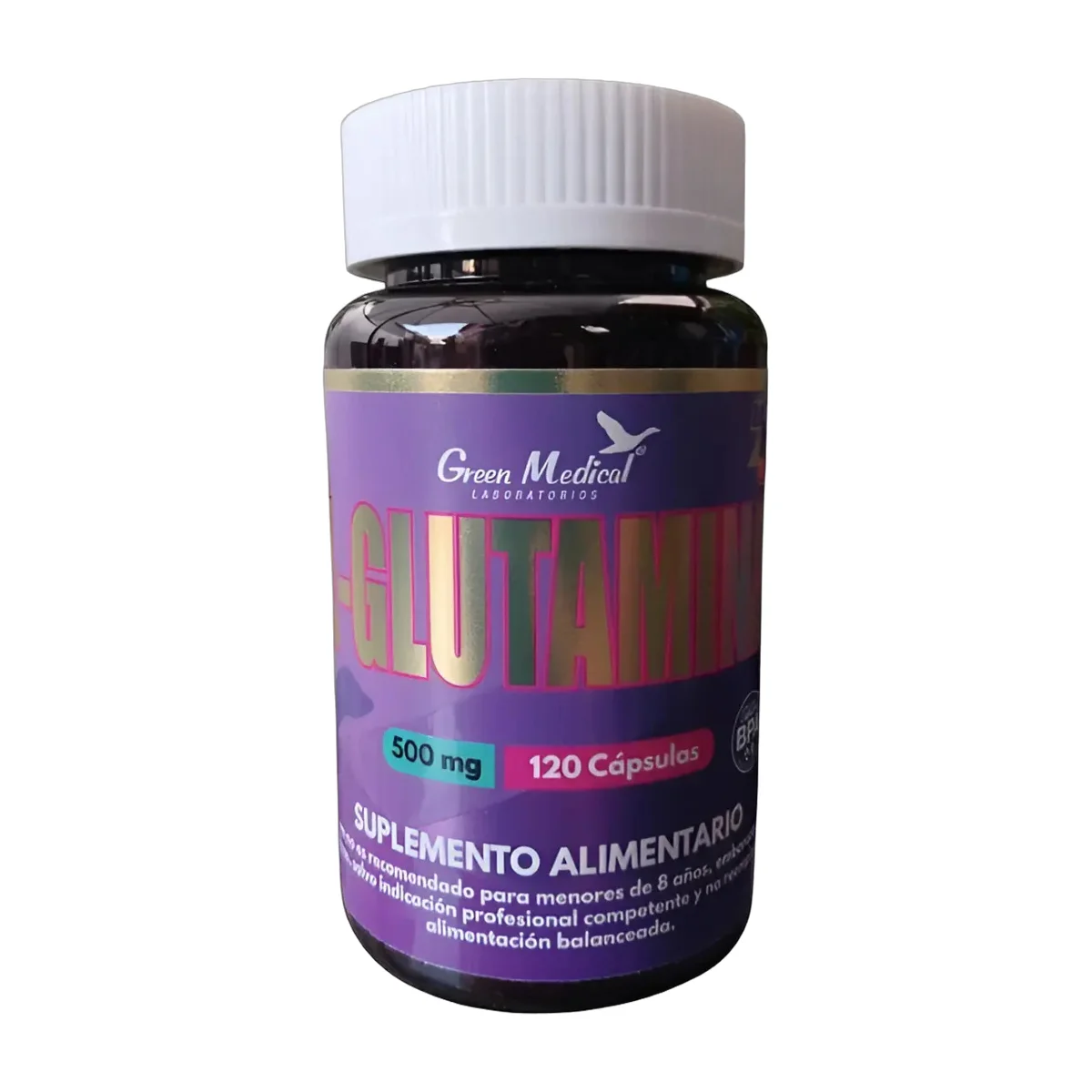 L-glutamina 500 Mg Green Medical 120 Capsulas Sabor Sin Sabor