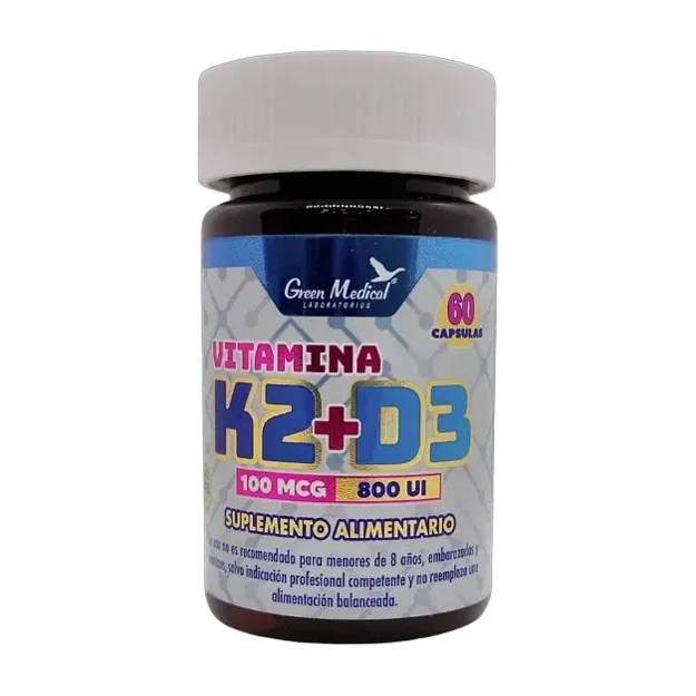 Vitamina K2+d3 X 60 Capsulas Green Medical 200 Mg Sabor Sin Sabor