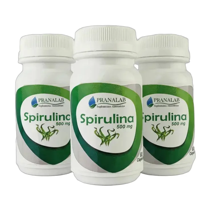 Spirulina 500mg Pack 3 Frascos 180 Cápsulas Sabor Sin Sabor