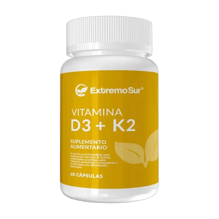 Vitamina K2 + D3 60cap. 500mg Extremo Sur. 60 Capsulas Sin Sabor