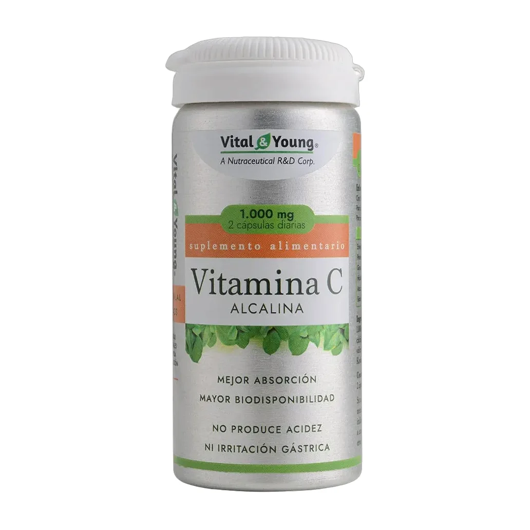 Vitamina C Alcalina 1000 Mg Sin Acidez Sistema Inmune 60 Cap Sabor Sin Sabor