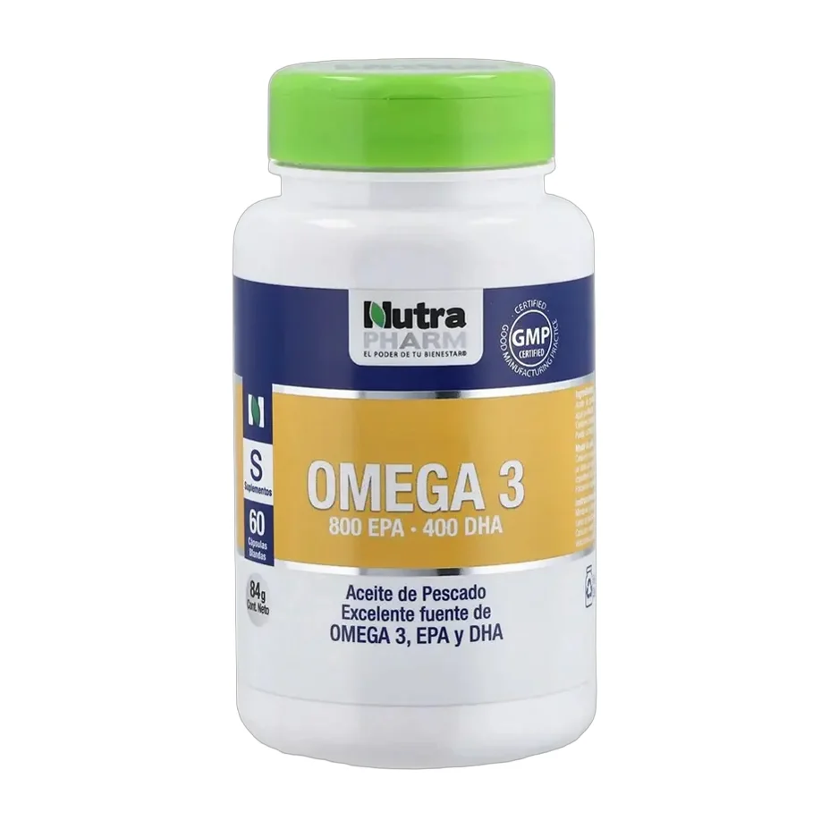 Nutrapharm Omega 3 Epa 800 Dha 400 60 Caps Corazon Cerebro Sabor Sin Sabor