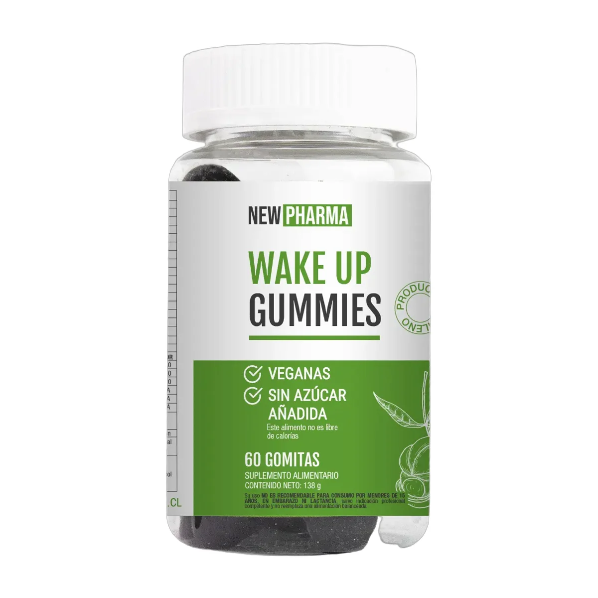 Newpharma Wake Up Gummies 60 Unidades Suplemento Energético Vegano Manzana Verde