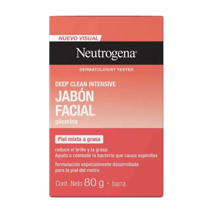 Jabón Facial En Barra Neutrogena Deep Clean Intensive 80g Momento De Aplicación Día/noche Tipo De Piel Mixta A Piel Grasa Normal A Grasa