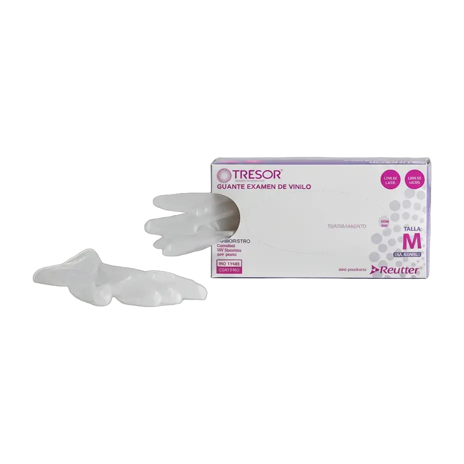 Guantes De Vinilo Tresor Sin Polvo Talla M X 100 Unidades Blanco M
