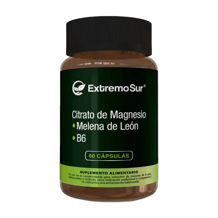 Citrato De Magnesio Melena De Leon B6 500mg 60 Caps Extremo Sur Propio