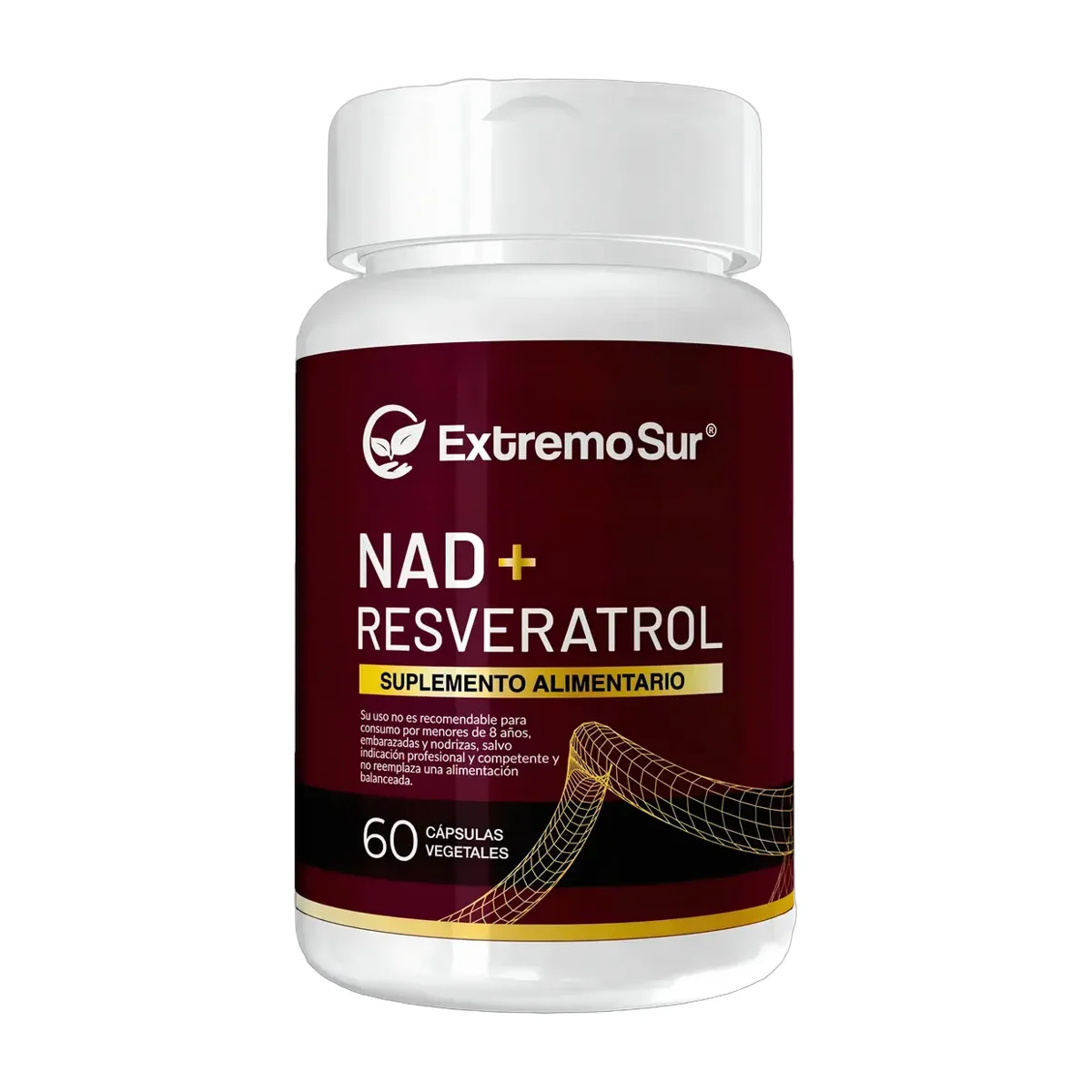 Suplemento Resveratrol Nad+ 60 Cápsulas Vegetales Extremo Sur Sin Sabor