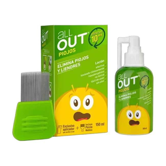 All Out Loción Piojos Y Liendres, 150 Ml + Cepillo Metálico