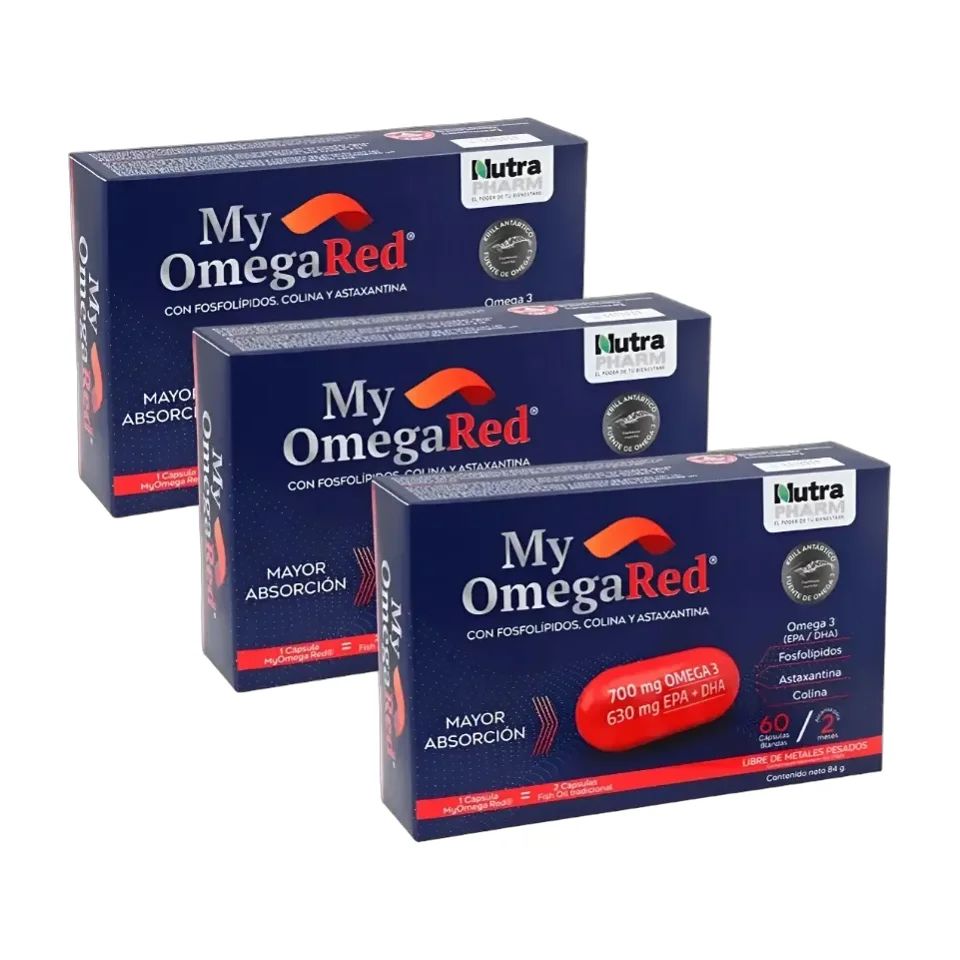 Pack X 3 My Omegared 180 Capsulas Blandas Nutrapharm. Sin Sabor