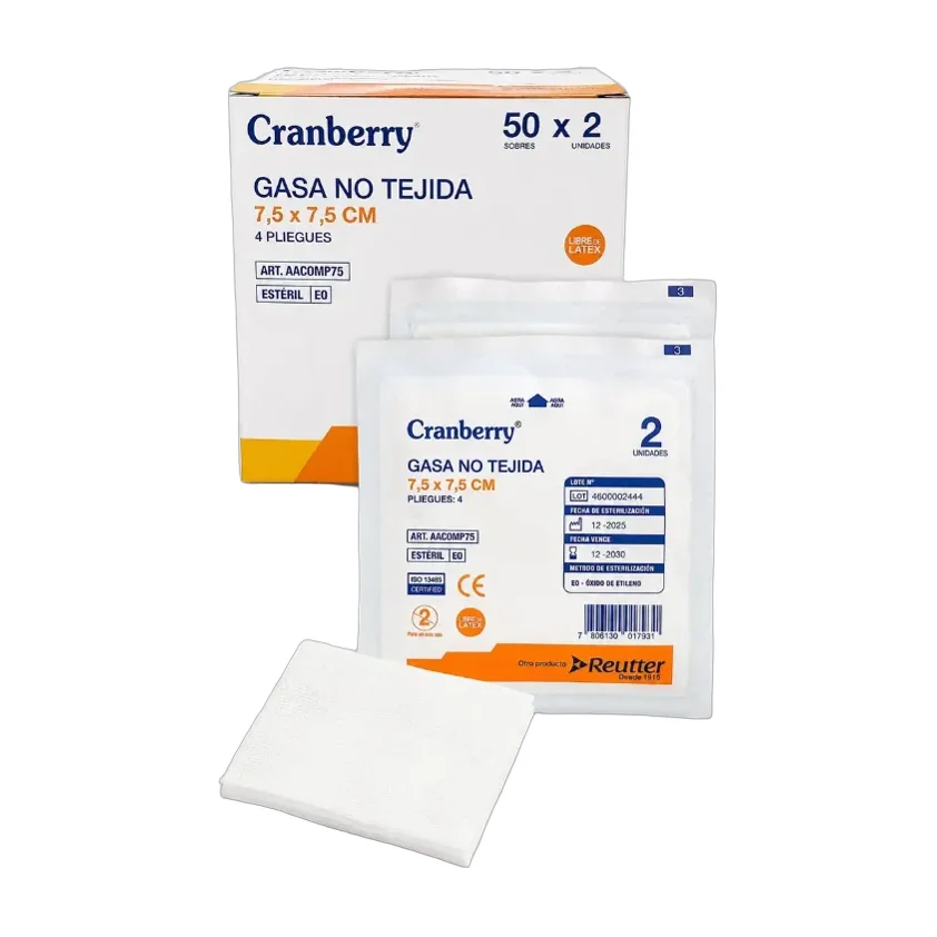 Gasa No Tejida Blanca Estéril 75x75mm Absorbente Caja 50 Blanco