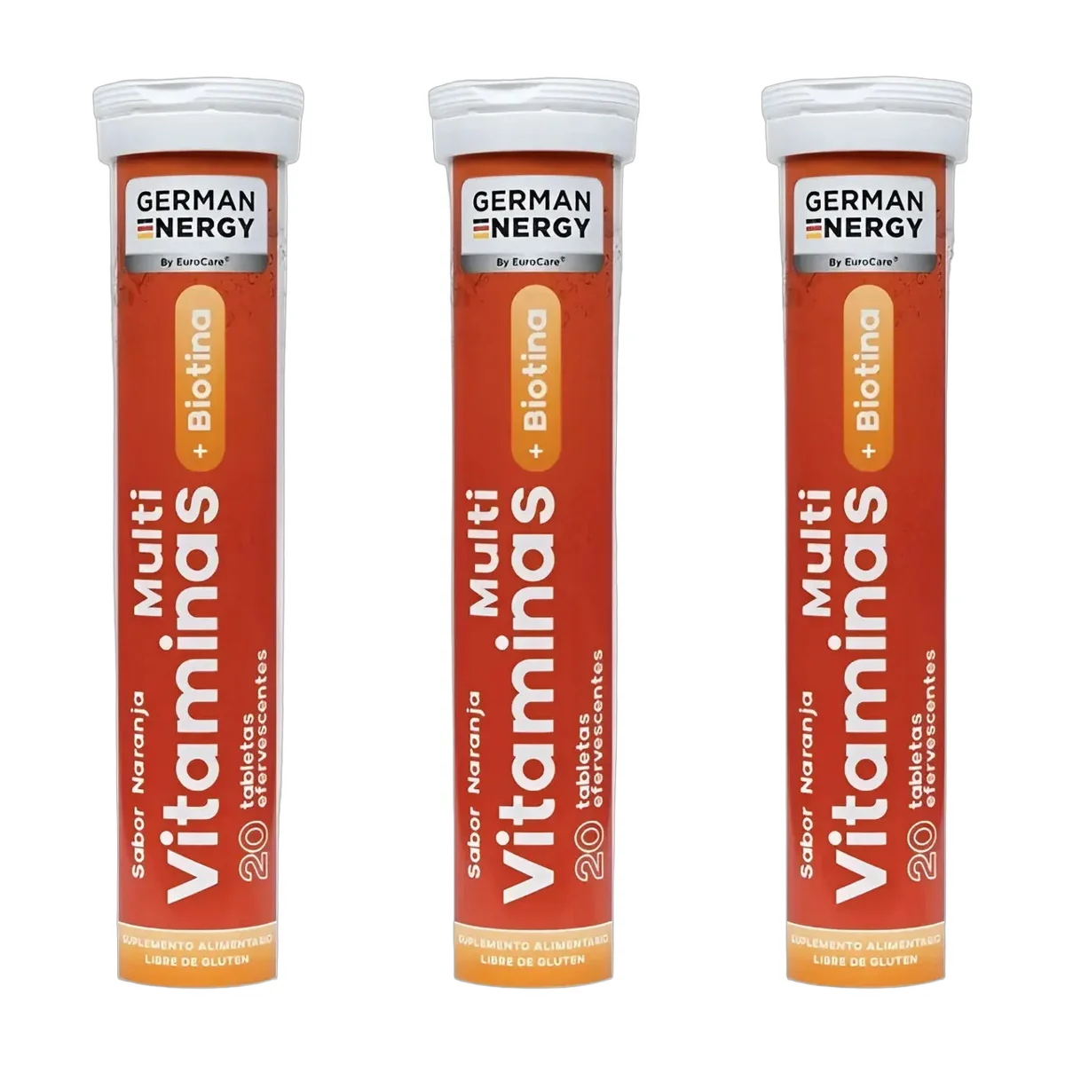 Multivitaminas + Biotina Efervescente German Energy X 3 Unid Sabor Naranja