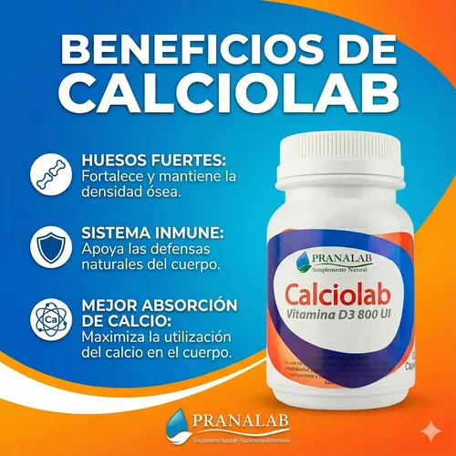 Calcio + Vitamina D 800ui Pranalab Cápsulas Suplemento Sin Sabor