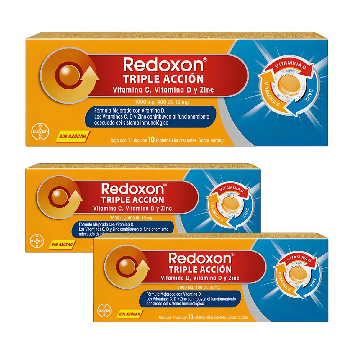 Redoxon Triple Accion Com Efe X 10 Und Pack X 3 Sabor Naranja