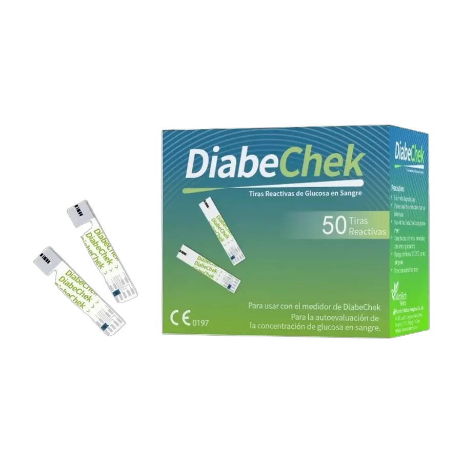 Tiras Reactivas Diabechek Para Glucómetro 50 Unidades Sin Color
