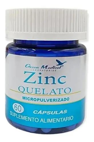 Zinc Quelato Micropulverizado 60 Cápsulas Green Medical Vegano Sin Gluten Sin Sabor