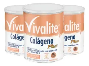 Colageno  Magnesio Zinc Y Vitamina C  405g Vivalite Pack X 3 Sabor Natural