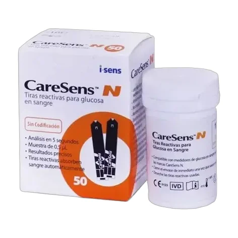 Tiras Reactivas Caresens N 50 Unidades Compatibles Con Glucómetros Pop/eco