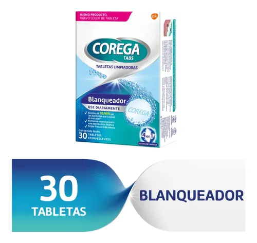 Tabletas Corega Limpiadoras Blanqueadoras 30 Unidades Ub