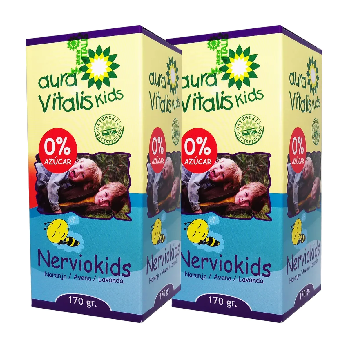 Pack 2 Botellas Jarabe Para Niños Aura Vitalis Nervio Kids 170 Ml C/u