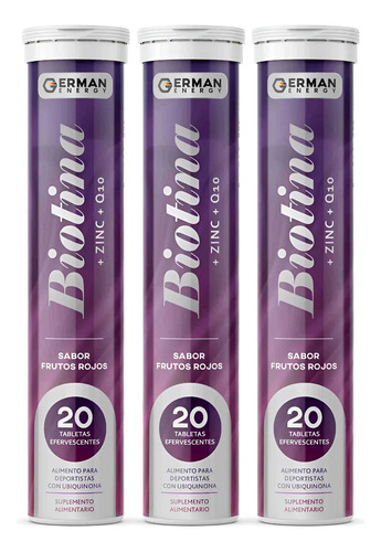 Biotina German Energy Pack 3 Sabor Frutos Rojos