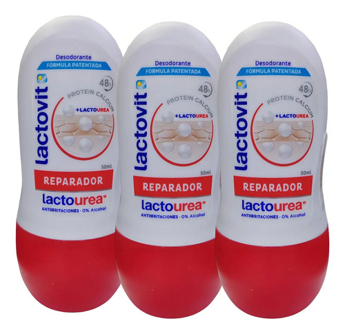 Pack X 3 Lactovit Desodorante Roll-on Reparador Lactourea Fragancia Neutro Neutra