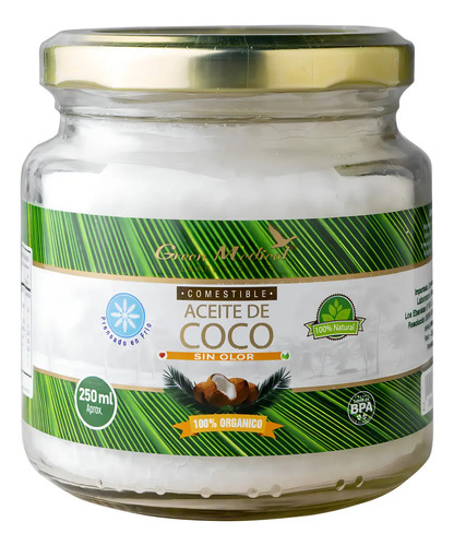 Aceite De Coco Extra Virgen Green Medical 250ml Orgánico Sin Olor