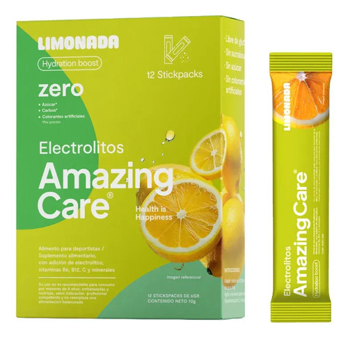 12x Electrolitos Bebida Hidratante Amazing Care Limonada