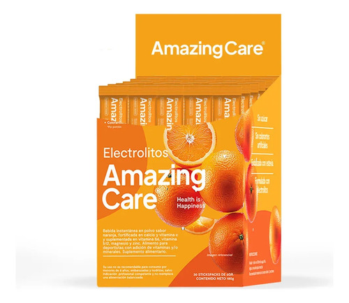 30x Electrolitos Bebida Hidratante Amazing Care Naranja