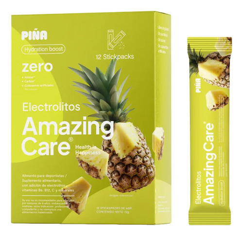 12x Electrolitos Bebida Hidratante Amazing Care Piña