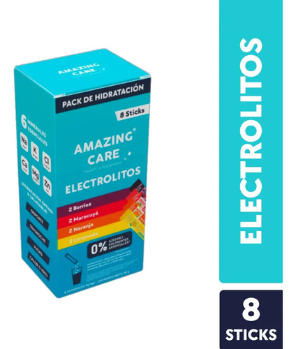 8x Electrolitos Mix Sabores Bebida Hidratante Amazing Care
