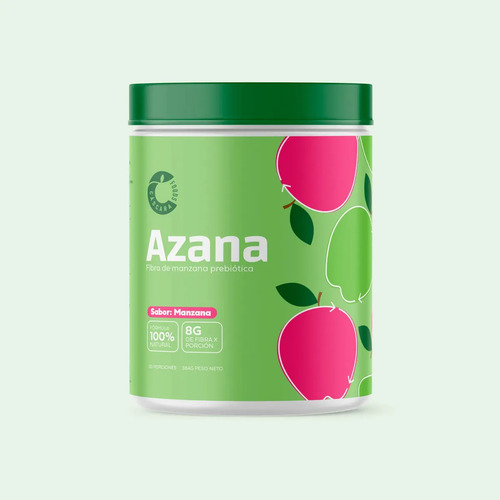 Azana Prebiotic Fibra De Manzana 35 Días 100% Natural Sabor Manzana Dulce