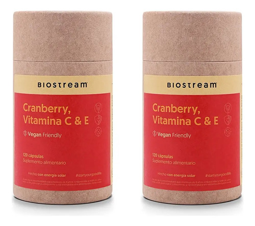 Biostream Vegano Cranberry, Vitamina C & E Vegano Cápsula Sin Sabor