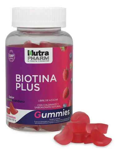 Biotina Plus Gomitas Gummies X 60 Nutrapharm. Sabor Frambuesa Arandano