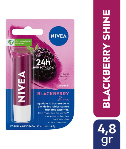 Bálsamo Labial Nivea Blackberry Shine 4,8 G