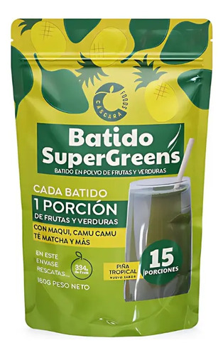 Cáscara Foods Suplemento Digestivo Batido Supergreens 15 Días Doypack Polvo Piña