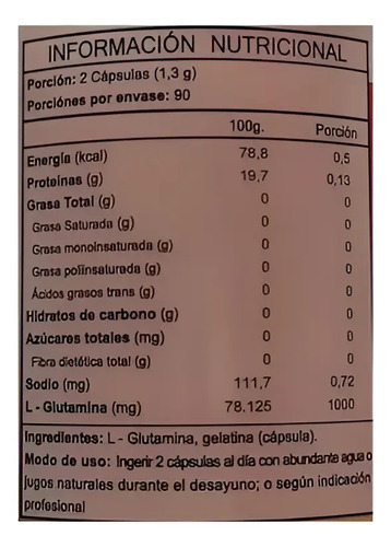 Fnl L - Glutamina Con Aminoácidos Deporte Big Size 180 Cáp Sabor Sin Sabor