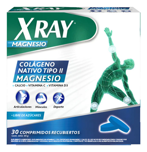 Suplemento En Comprimidos X Ray Magnésio Colágeno De Xray Colageno Comprimidos Magnesio X 45g